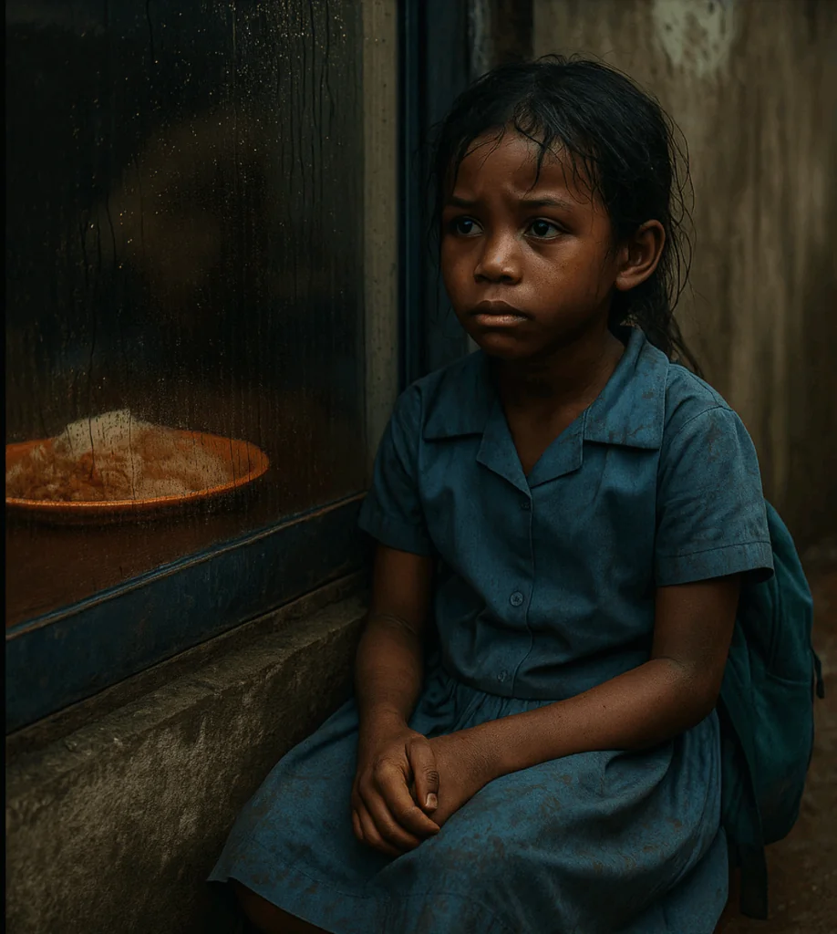  Egy 7 éves kislány egy étterem előtt ült, és nézte az embereket enni — ami ezután történt, örökre megváltoztatta az életét